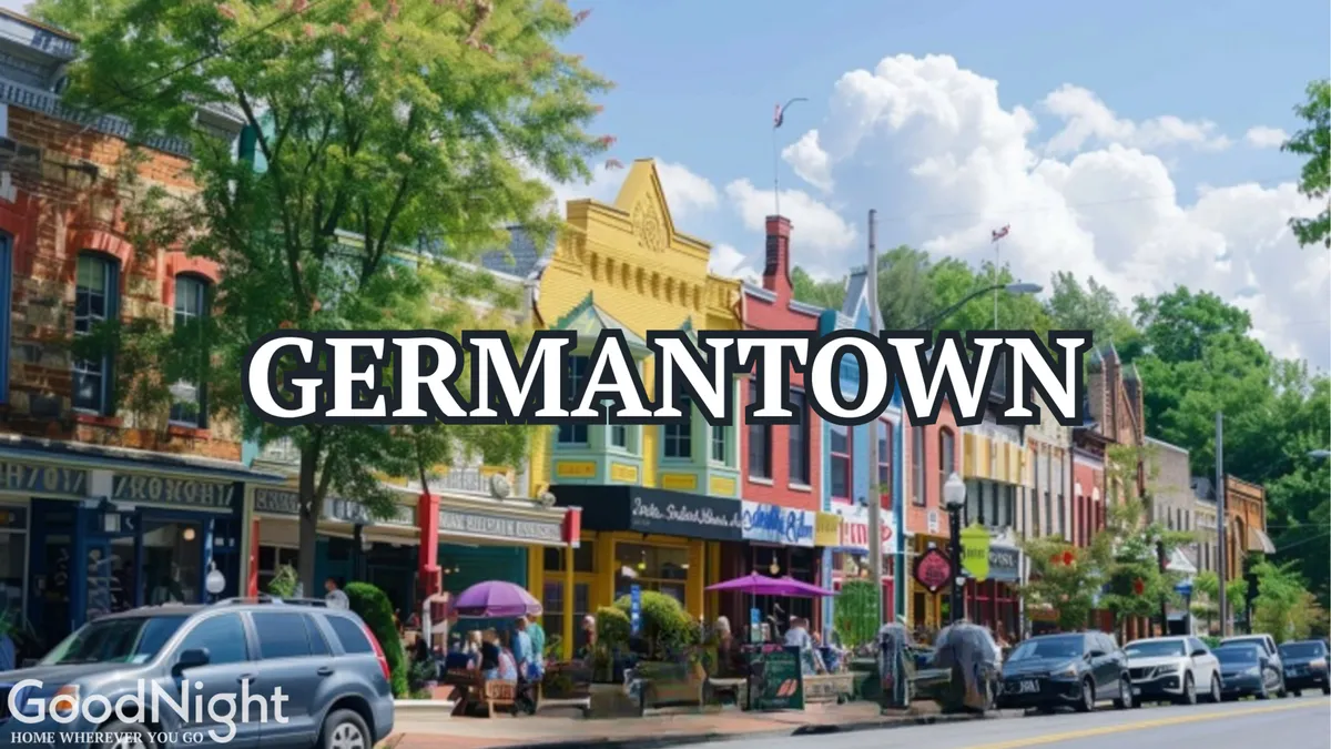A vibrant Nashville street scene lined with colorful storefronts and leafy trees, with people dining outdoors and strolling along the sidewalk. The atmosphere is lively and welcoming, suggesting a thriving local food scene.